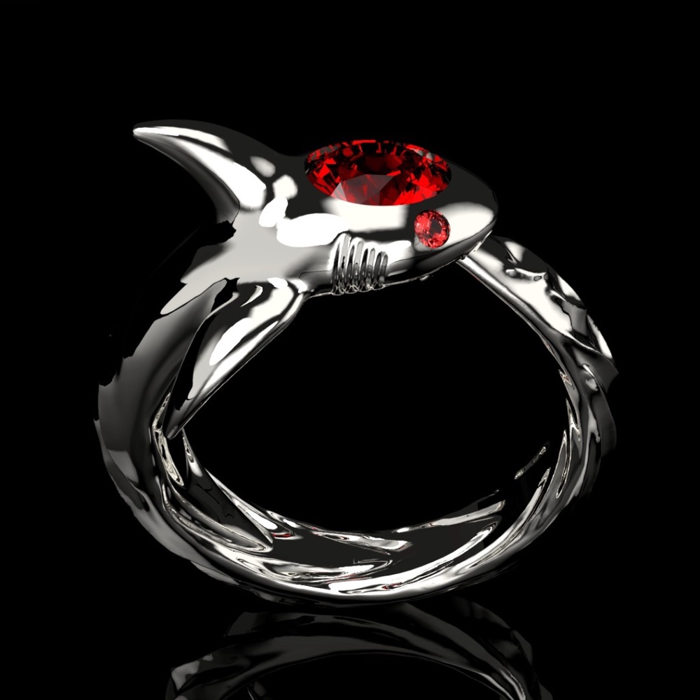 Ouroboros Shark Ring - Simple Sterling Silver Ring